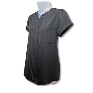 Simply Vera Vera Wang Short Sleeve Black Popover Tunic Top | Medium